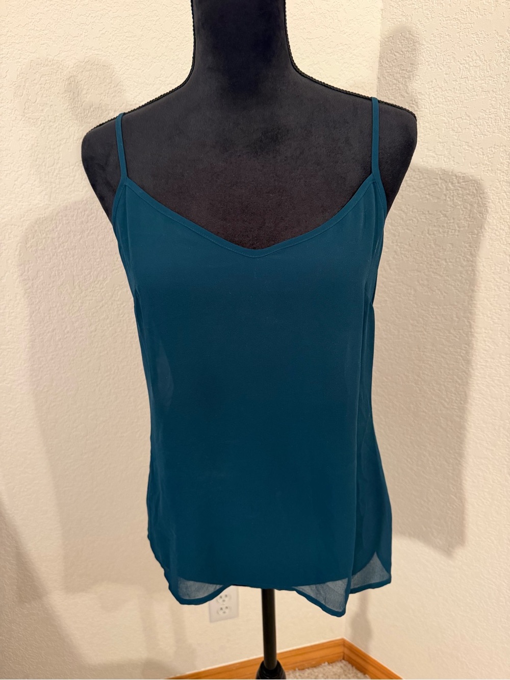 Tory Burch Teal Spaghetti Strap Silk-Blend Camisole